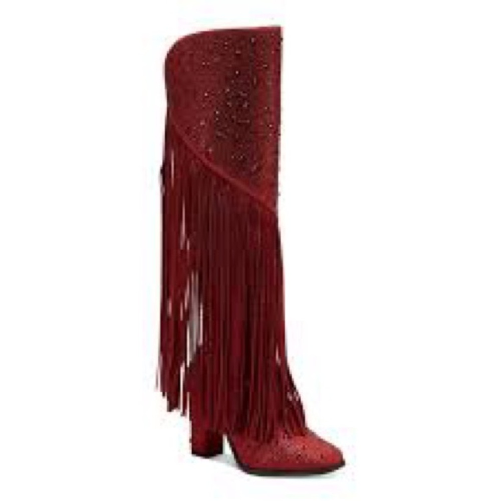 ⚡️FINAL PRICE⚡️Jessica Simpson Asire Red Fringe Boots